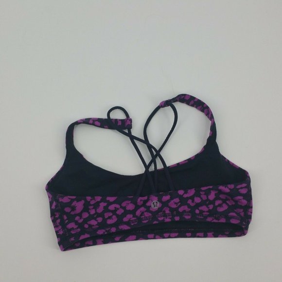 Lululemon Free To Be Sports Bra Cherry Cheetah Print Size 6 Purple Black Navy - Picture 5 of 11
